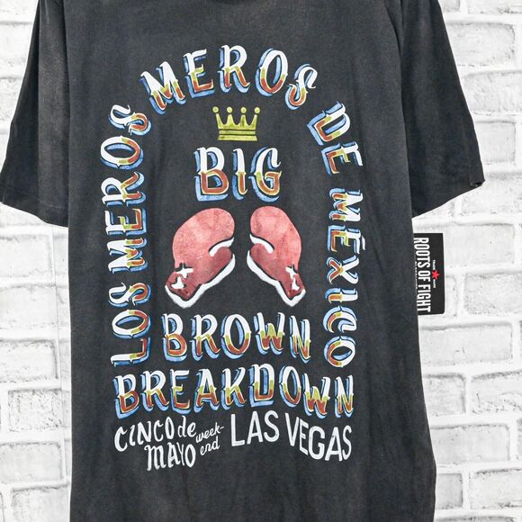 Roots of Fighting Big Brown Breakdown Tee Shirt sunfaded Black size 2XL - Picture 5 of 10